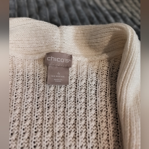 Chico's Cream Ivory Long Cardigan Sweater Duster Sz 4 (US 2XL) - Picture 5 of 9